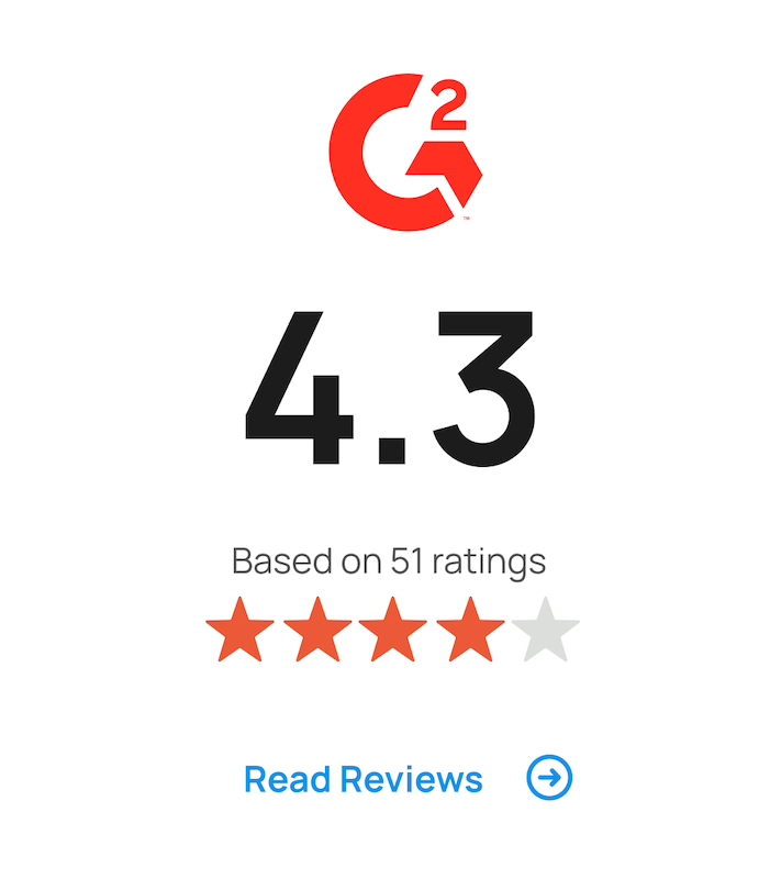 G2 4.3 / 5 stars based on 51 reviews